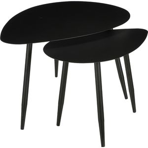 Mica Decorations - Bijzettafels - Set van 2 - Zwart - Metalen