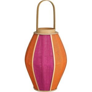 Mica Decorations - Roger - Lantaarn - Oranje-Fuchsia - Jute