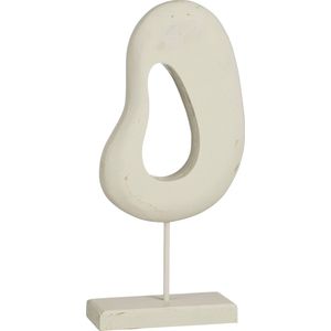 Mica Decorations decoratie ornament - op voet - mango hout - 6 x 16 x 37 cm - wit - Beeldjes