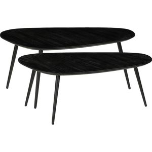 Mica Decorations - Jailey - Bijzettafel - Zwart - Gerecycled Hout - Set van 2
