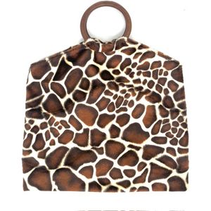 Luna-Leena tas met luipaard print - bruin - nep bont - handgemaakt in Nepal - handbag leopard - faux fur - trendy bag - animal bag