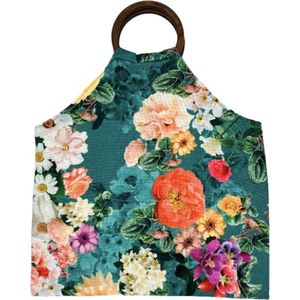 Luna-Leena zomerse tas met een bloemen print - groen met diverse kleuren - cotton - handgemaakt in Nepal - handbag flower - moederdag cadeau - trendy bag - summer bag