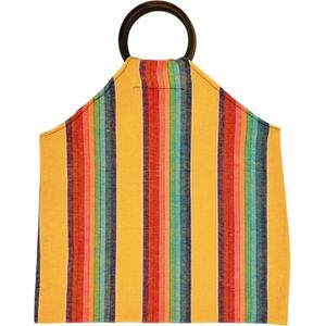 Luna-Leena zomerse tas met een verticale streep - geel, rood, groen, blauw streep print - cotton - handgemaakt in Nepal - handbag stripe - moederdag cadeau - trendy bag - summer bag