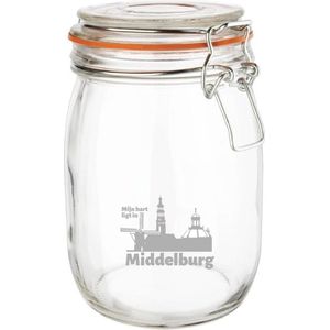 Gegraveerde Weckpot 1 ltr. Middelburg