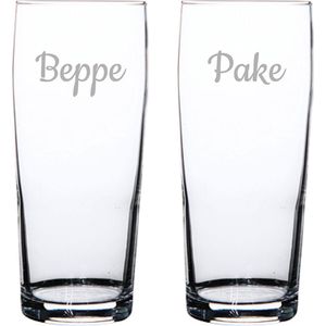 Gegraveerde bierfluitje 19cl Pake & Beppe