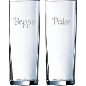Gegraveerde longdrinkglas 31cl Pake & Beppe