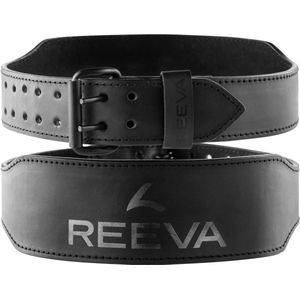 Reeva Lifting Belt met Dubbele Gesp - Maat L - Zwart Leren Gewichthefriem met 6mm dikte