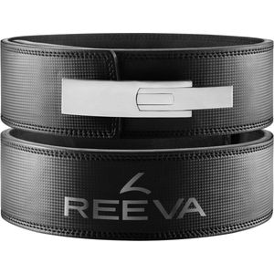 Reeva Carbon Lifting Belt met RVS Buckle (13MM) - Zwart Lederen Lever belt in Maat S - Lever Belt geschikt voor Crossfit, Powerlifting, Fitness en Bodybuilding - Lifting Belt voor Heren en Dames