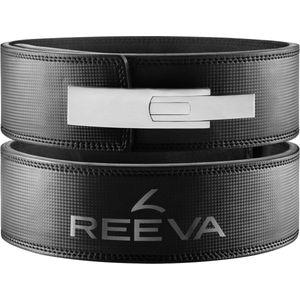 Reeva Carbon Lifting Belt met RVS Buckle (13MM) - Zwart Lederen Lever belt in Maat M - Lever Belt geschikt voor Crossfit, Powerlifting, Fitness en Bodybuilding - Lifting Belt voor Heren en Dames