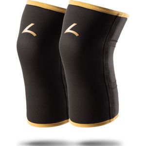 Reeva Knee Sleeves Powerlifting 7mm - Maat M - Knie Brace geschikt voor Powerlifting, Fitness en Gewichtheffen - Goud