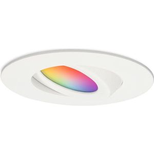 Hoftronic Smart Napels - LED inbouwspot Smart - WIFI + Bluetooth - RGBWW (16 miljoen kleuren) - Wit - IP44 waterdicht - 8 Watt 600 Lumen - Dimbaar en Kantelbaar - Rond Ø 85 mm - Bedienbaar via Hoftronic Smart® App en smart assistent