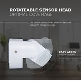 HOFTRONIC - PIR Bewegingssensor - Wit - IP65 Waterdicht - Detectiehoek 180° - Detectiebereik 12 meter