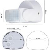 HOFTRONIC - PIR Bewegingssensor - Wit - IP65 Waterdicht - Detectiehoek 180° - Detectiebereik 12 meter