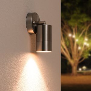 Lago kantelbare wandlamp - Dimbaar - IP44 - Exclusief GU10 - Spotlight voor binnen en buiten - Geschikt als wandspot en plafondspot - RVS
