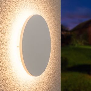 HOFTRONIC - Casper XL LED Wandlamp buiten Ø 180mm - Wit - Rond - 9 Watt 990 lumen - IP54 muurlamp voor buiten en binnen - Tuinverlichting - Badkamer wandlamp - 3 jaar garantie