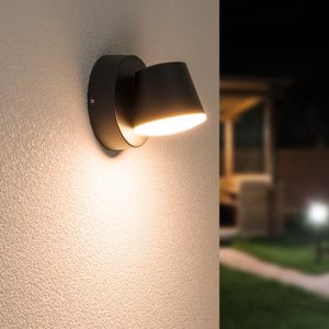 HOFTRONIC - Memphis kantelbare LED wandlamp - 3000K warm wit - 6 Watt - IP54 voor binnen en buiten - Moderne muurlamp - Zwart