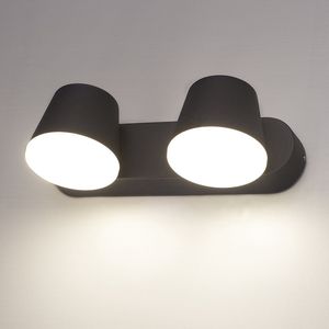 Memphis dubbele LED wandlamp - 12 watt - Warm wit 3000K - Kantelbaar - Voor binnen en buiten - Wandspot - Zwart