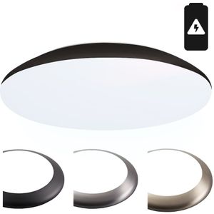 LED Bulkhead 38 cm - Plafondlamp met Noodaccu - 25W 2600 Lumen - 6500K Daglicht Wit - IK10 - Chroom