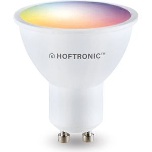Hoftronic Smart - GU10 smart lamp - LED - Besturing via app - WiFi - Bluetooth - Dimbaar - Slimme verlichting - 38° - 5.5 Watt - 345 lumen - 230V - 2700-6000K - RGBWW - 16.5 miljoen kleuren - Smart spotje - Compatibel met alle smart assistenten