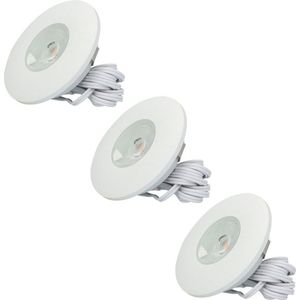 Set van 3 LED meubel inbouwspots Pavo wit 3 Watt 2700K 300lm Ultra dun 12 mm