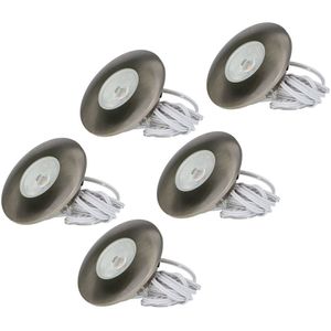 Set van 5 LED meubel inbouwspots Pavo RVS 3 Watt 2700K 260lm Ultra dun 12 mm