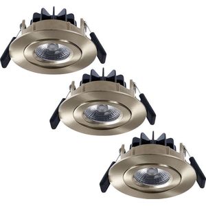 Set van 3 LED Inbouwspots Salerno Roestvrij staal 8 Watt 2700K IP44 kantelbaar