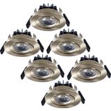 Set van 6 LED Inbouwspots Salerno Roestvrij staal 8 Watt 2700K IP44 kantelbaar