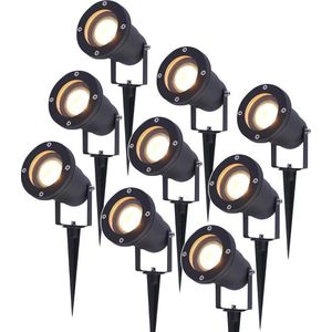 9x LED Prikspot zwart Sydney aluminium 5W 2700K IP65 Voor buitengebruik