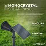 HOFTRONIC Bend - Solar Tuinspot - Zwart - IP65 Waterdicht - 2 lichtstanden - Tot 9 uur brandtijd - Kantelbaar Monokristal Zonnepaneel - 3000K Warm Wit (sfeervol) - Tuinverlichting op Zonne-energie