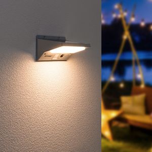 HOFTRONIC Burley - Solar Wandlamp Beveiligingslamp met 3 Lichtstanden Bewegingssensor Schuttingverlichting 4000K Helder Wit Buitenlamp bewegingsmelder 21 LEDS