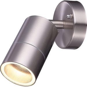 Lago kantelbare wandlamp - Dimbaar - IP44 - Incl. 2700K warm wit GU10 spotje - Spotlight voor binnen en buiten - Geschikt als wandspot en plafondspot - RVS