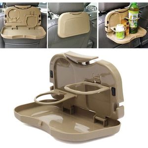 Auto Achterbank Organizer - Beige - Opvouwbaar - Eettafel voor Drankjes en Maaltijden