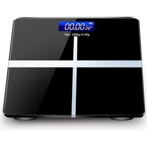 Personenweegschaal met zeer nauwkeurige sensoren en gehard glas, elektronische digitale weegschaal (180 kg)