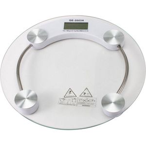 Personenweegschaal LCD Elektronische Weegschaal 180 kg Glas Digitale Lichaamsgewicht Draagbare 33 cm Diameter Thuis Badkamer Weegschaal - Wit