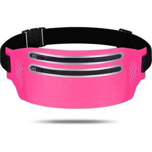 Heuptas Waterdichte nauwsluitende ultradunne Reis portemonnee - Outdoor Sport Riem Pouch Running Belt Gym Sporttas - Roze