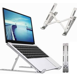 Laptop standaard Verstelbare ergonomische draagbare Computer standaard Opvouwbaar Geschikt Voor: Xiaomi Dell MacBook HP Lenovo - LB-455 zilver
