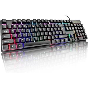 Toetsenbord - Bedraad - USB Bedraad Kabel - Verlichting - LED - Kleur - Gaming Keyboard - RK6300 Zwart - Qwerty