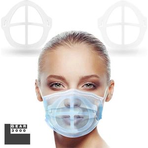 GEAR3000® - Innermask sillicone voor mondkapje - 2 stuks - Bracket 3D voor masker - herbruikbaar - weerhoudt lippenstift & make-up wit