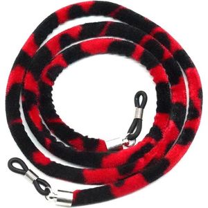 Eyezoo® Brillenkoord Softwear Fluweel – Rode Luipaard Print – Red Leopard Velvet - Dierenprint