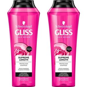 SCHWARZKOPF Gliss Kur Hair Repair Shampoo - Supreme Length - Voor Lang Haar Mét Vette Wortels - 250ml x2