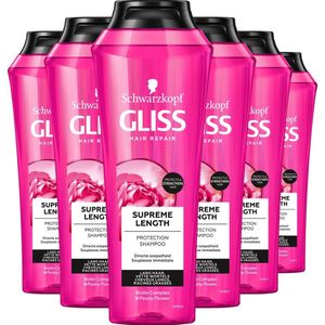 SCHWARZKOPF Gliss Kur Hair Repair Shampoo - Supreme Length - Voor Lang Haar Mét Vette Wortels - 250ml x6