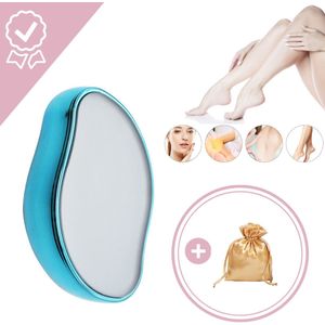 Crystal Hair Removal – Haarverwijderaar – Ontharing – Crystal Hair Eraser – Kristalpad – Inclusief Opbergzakje - Blauw