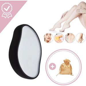 Crystal Hair Removal – Haarverwijderaar – Ontharing – Crystal Hair Eraser – Kristalpad – Inclusief Opbergzakje - Zwart