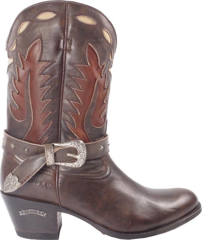 Sendra - 10845 - Enkellaarsjes - Cognac - Rundleder - Vierkante Neus
