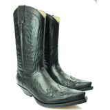 Sendra Boots 3241 Cuervo Ibiza Zwart Grijs Rood Heren Dames Handgemaakt Cowboy Western Laarzen Unisex Spitse Neus Schuine Hak Lederen Zool Treklussen Echt Leer Maat 38
