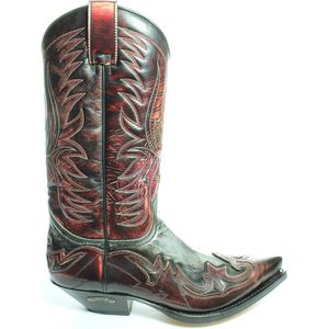 Sendra - Cowboylaarzen - Cuervo Ibiza - Zwart Grijs Rood - Leer - Spitse Neus