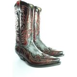 Sendra Boots 3241 Cuervo Ibiza Zwart Grijs Rood Heren Dames Handgemaakt Cowboy Western Laarzen Unisex Spitse Neus Schuine Hak Lederen Zool Treklussen Echt Leer Maat 45