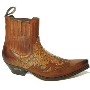 Sendra - 9396 Javi - Enkellaars - Bruin - Slangenprintleer - Cowboy Western