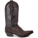 Texas Chocolate Cuervo Bruin Heren Spitse Exotische Cowboy Laarzen Cubaanse hak Lederen zool Maat 44