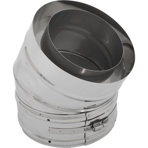 Bocht 30° dubbelwandig Ø200/Ø150mm 0,5mm RVS